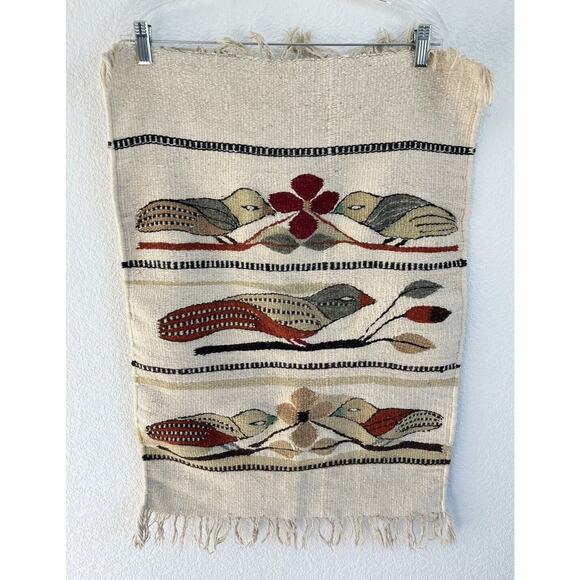 Unbranded Other - Woven Tapestry Wall Hanging 30x19.5 Handmade Artisan Bird Native Style Boho